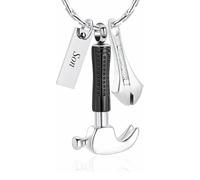 zeqingjw Hammer Urn Necklace for Ashes Memorial Cremation Jewelry Ash Holder Stainless Steel Keepsake Pendant Necklace for Men Women, Stainless Steel, No Gemstone