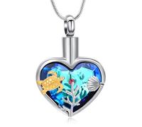 zeqingjw Sea Turtle Cremation Urn Necklaces for Ashes for Women Men Stainless Steel Urn Keepsake Jewelry Memorial Urns Pendant Jewellery for Pets/Human, Stainless Steel, No Gemstone