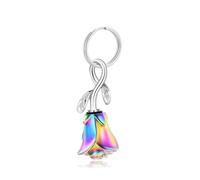 zeqingjw Urn Keychain Cremation Jewelry for Ashes Rose Flower Memorial Keychain Funeral Keepsake Ashes Pendant Gift, Colorful, S