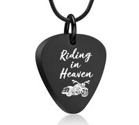 zeqingjw Urn Necklace for Ashes Motorcycle Cremation Urn Pendant Riding in Heaven Memorial Ash Keepsake Cremation Jewelry for Men Women, Stainless Steel, No Gemstone