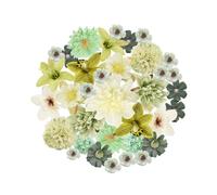 Zequech 35 PCS Crafts Artificial Flowers, Green Series Mini Decorative Flowers, Cake Bridal Bouquet Flower Wall Board Wedding Party Home Garden Flower Wreath DIY Decoration, Photography Props
