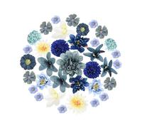 Zequech 35 PCS Crafts Artificial Flowers, Navy blue Series Mini Decorative Flowers, Cake Bridal Bouquet Flower Wall Board Wedding Party Home Garden Flower Wreath DIY Decoration, Photography Props