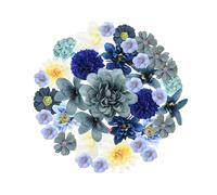 Zequech 35 PCS Crafts Artificial Flowers, Navy blue Series Mini Decorative Flowers, Cake Bridal Bouquet Flower Wall Board Wedding Party Home Garden Flower Wreath DIY Decoration, Photography Props