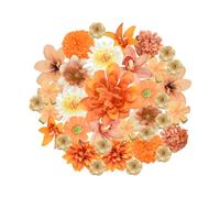 Zequech 35 PCS Crafts Artificial Flowers, Orange Series Mini Decorative Flowers, Cake Bridal Bouquet Flower Wall Board Wedding Party Home Garden Flower Wreath DIY Decoration, Photography Props