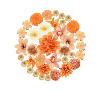 Zequech 35 PCS Crafts Artificial Flowers, Orange Series Mini Decorative Flowers, Cake Bridal Bouquet Flower Wall Board Wedding Party Home Garden Flower Wreath DIY Decoration, Photography Props
