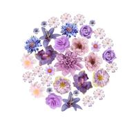 Zequech 35 PCS Crafts Artificial Flowers, Purple Series Mini Decorative Flowers, Cake Bridal Bouquet Flower Wall Board Wedding Party Home Garden Flower Wreath DIY Decoration, Photography Props