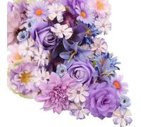 Zequech 35 PCS Crafts Artificial Flowers, Purple Series Mini Decorative Flowers, Cake Bridal Bouquet Flower Wall Board Wedding Party Home Garden Flower Wreath DIY Decoration, Photography Props