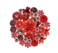 Zequech 35 PCS Crafts Artificial Flowers, Red Series Mini Decorative Flowers, Cake Bridal Bouquet Flower Wall Board Wedding Party Home Garden Flower Wreath DIY Decoration, Photography Props