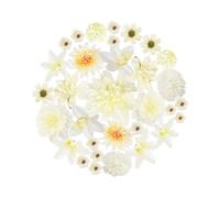 Zequech 35 PCS Crafts Artificial Flowers, White Series Mini Decorative Flowers, Cake Bridal Bouquet Flower Wall Board Wedding Party Home Garden Flower Wreath DIY Decoration, Photography Props