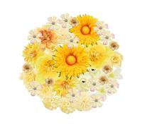 Zequech 35 PCS Crafts Artificial Flowers, Yellow Series Mini Decorative Flowers, Cake Bridal Bouquet Flower Wall Board Wedding Party Home Garden Flower Wreath DIY Decoration, Photography Props