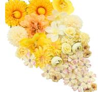 Zequech 35 PCS Crafts Artificial Flowers, Yellow Series Mini Decorative Flowers, Cake Bridal Bouquet Flower Wall Board Wedding Party Home Garden Flower Wreath DIY Decoration, Photography Props