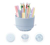 Zequech 360° Rotating Pen Holder, 5 Compartments Partition Storage, Large Capacity Organisation Storage, Pencils, Pens, Rulers, Cosmetic Brushes Classification, Office, Desk, Student Good Helper Blue