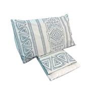 zer0bed, Double Bed Sheet Petrol White, Indigo, Complete Sheet, Top Sheet, Fitted Sheet, Pillowcase, 100 Percent Pure Cotton, Petrol White, Bedroom