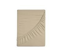 Zer0bed, Fitted Sheet with Corners, Plain Colour, 100% Cotton, 30 cm Maxi Angle, 1 and a Quarter, Taupe, 130 x 200 cm