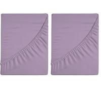 Zer0bed, Fitted Sheet with Corners, Single Colour, 100% Cotton, Maxi Angle, 30 cm, Single Size, Lilac, 90 x 200 cm (Pack of 2)
