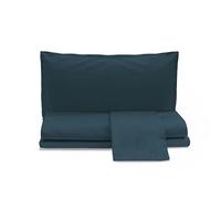 zer0bed, Plain Cotton Satin Double Bed Sheet Set, Peacock Blue, 100% Cotton Satin, Top Sheet, Fitted Sheet, Pair of Pillowcases 4 Shuttles