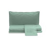 zer0bed, Plain Cotton Satin Double Bed Sheet Set, Sage, 100% Cotton Satin, Top Sheet, Fitted Sheet, Pair of Pillowcases 4 Shuttlecocks