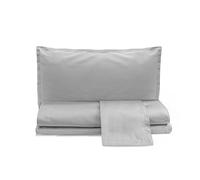 zer0bed, Plain Cotton Satin Double Bed Sheet Set, Silver, 100% Cotton Satin, Top Sheet, Fitted Sheet, Pair of Pillowcases 4 Shuttles