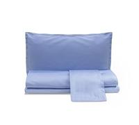 zer0bed, Plain Cotton Satin Double Bed Sheet Set, Sky Blue, 100% Cotton Satin, Top Sheet, Fitted Sheet, Pair of Pillowcases 4 Shuttles