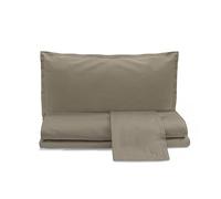 zer0bed, Plain Cotton Satin Double Bed Sheet Set, Taupe, 100% Cotton Satin, Top Sheet, Fitted Sheet, Pair of Pillowcases 4 Shuttlecocks