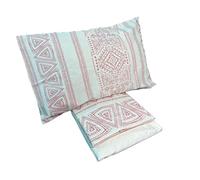 zer0bed, Single Bed Sheet White Mauve, Indigo, Complete Sheet, Top Sheet, Fitted Sheet, Pillowcase, 100 Percent Pure Cotton, White Mauve, Bedroom