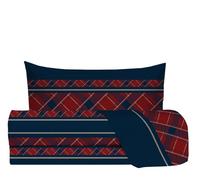 zer0bed, Tartan Single Bed Sheet Set, Single Bed Set, Made in Italy, 100% Cotton, Teal Burgundy, Top Sheet, Fitted Sheet, Pillowcase