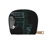 ZERAOKE Compact Printed Card Holder Wallet Women Zip Mini Wallet Small Coin Purse with Multiple Card Slots (Hacker Attack)