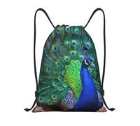 ZERAOKE Drawstring Gym Backpack, Beautiful Peacock, Lightweight Drawstring Bags For Women & Men, Water-Resistant Sports Duffle Bag, Foldable Yoga Bag With Adjustable Straps For Fitness/Travel, Medium