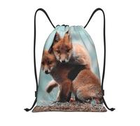 ZERAOKE Drawstring Gym Backpack, Cute Animal Fox, Lightweight Drawstring Bags For Women & Men, Water-Resistant Sports Duffle Bag, Foldable Yoga Bag With Adjustable Straps For Fitness/Travel, Small