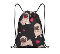 ZERAOKE Drawstring Gym Backpack, Cute Pug, Lightweight Drawstring Bags For Women & Men, Water-Resistant Sports Duffle Bag, Foldable Yoga Bag With Adjustable Straps For Fitness/Travel, Small