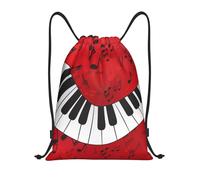 ZERAOKE Drawstring Gym Backpack, Music Note Piano, Lightweight Drawstring Bags For Women & Men, Water-Resistant Sports Duffle Bag, Foldable Yoga Bag With Adjustable Straps For Fitness/Travel, Medium
