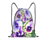 ZERAOKE Drawstring Gym Backpack, Pansy Perfection, Lightweight Drawstring Bags For Women & Men, Water-Resistant Sports Duffle Bag, Foldable Yoga Bag With Adjustable Straps For Fitness/Travel, Medium