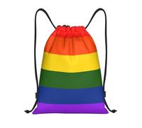 ZERAOKE Drawstring Gym Backpack, Rainbow Flag, Lightweight Drawstring Bags For Women & Men, Water-Resistant Sports Duffle Bag, Foldable Yoga Bag With Adjustable Straps For Fitness/Travel, Small
