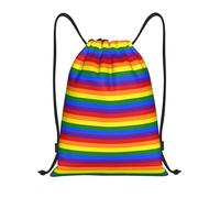 ZERAOKE Drawstring Gym Backpack, Rainbow Pattern, Lightweight Drawstring Bags For Women & Men, Water-Resistant Sports Duffle Bag, Foldable Yoga Bag With Adjustable Straps For Fitness/Travel, Small