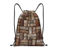 ZERAOKE Drawstring Gym Backpack, Wine Cork, Lightweight Drawstring Bags For Women & Men, Water-Resistant Sports Duffle Bag, Foldable Yoga Bag With Adjustable Straps For Fitness/Travel, Small