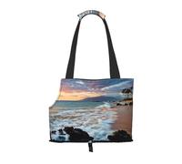 ZERAOKE Foldable Cat Carrier Dog Shoulder Bag, Beach Hawaii Sunset, Pet Tote Bag, Waterproof Collapsible Pet Tote For Small Dogs, Breathable Travel Carrier With Safety Hook & Viewing Window