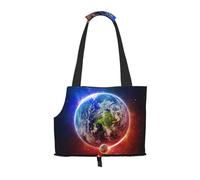 ZERAOKE Foldable Cat Carrier Dog Shoulder Bag, Space Planet Earth, Pet Tote Bag, Waterproof Collapsible Pet Tote For Small Dogs, Breathable Travel Carrier With Safety Hook & Viewing Window