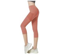 ZERAOKE High-Waist Hip Lift Casual Yoga Capri Pants for Women,Fitness Running Workout Athletic Capri Leggings-Pink-S