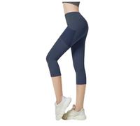ZERAOKE High-Waist Hip Lift Casual Yoga Capri Pants for Women,Fitness Running Workout Athletic Capri Leggings-Blue-S