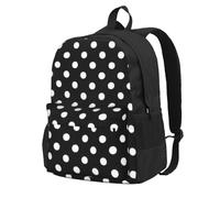 ZERAOKE Large Capacity Backpack For Adult, Lightweight Daypack For Travel | Black White Polka Dots, Water-Resistant Durable Backpack With Laptop Compartment, For Hiking Outdoor Gym Unisex