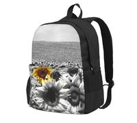 ZERAOKE Large Capacity Backpack For Adult, Lightweight Daypack For Travel | Black White Sunflowers, Water-Resistant Durable Backpack With Laptop Compartment, For Hiking Outdoor Gym Unisex
