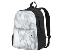 ZERAOKE Large Capacity Backpack For Adult, Lightweight Daypack For Travel | Light Black Marble, Water-Resistant Durable Backpack With Laptop Compartment, For Hiking Outdoor Gym Unisex