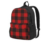 ZERAOKE Large Capacity Backpack For Adult, Lightweight Daypack For Travel | Plaid Red Black, Water-Resistant Durable Backpack With Laptop Compartment & Ventilated Straps, For Hiking Outdoor Gym Unisex