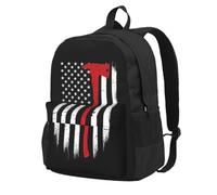 ZERAOKE Large Capacity Backpack For Adult, Lightweight Daypack For Travel | Red Line Firefighter Usa Flag, Water-Resistant Durable Backpack With Laptop Compartment, For Hiking Outdoor Gym Unisex