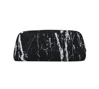 ZERAOKE Leather Pencil Case Organizer, Premium PVC Cosmetic Bag 8x5.5x20.5cm, Black White Marble Pencil Pouch with Anti-Scratch Padding, Waterproof Makeup Travel Pouch for School, Office, Travel