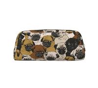 ZERAOKE Leather Pencil Case Organizer, Premium PVC Cosmetic Bag 8x5.5x20.5cm, Imagen De Pug Pencil Pouch with Anti-Scratch Padding, Waterproof Makeup Travel Pouch for School, Office, Travel