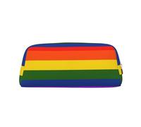 ZERAOKE Leather Pencil Case Organizer, Premium PVC Cosmetic Bag 8x5.5x20.5cm, Rainbow Flag Pencil Pouch with Anti-Scratch Padding, Waterproof Makeup Travel Pouch for School, Office, Travel