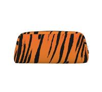 ZERAOKE Leather Pencil Case Organizer, Premium PVC Cosmetic Bag 8x5.5x20.5cm, Tiger Stripe Pencil Pouch with Anti-Scratch Padding, Waterproof Makeup Travel Pouch for School, Office, Travel