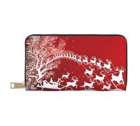 ZERAOKE Leather Wallet for Women Ladies Novelty Printed Around Zipper Long Wallet Phone Purse Credit Card Holder, Christmas Magic