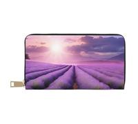 ZERAOKE Leather Wallet for Women Ladies Novelty Printed Around Zipper Long Wallet Phone Purse Credit Card Holder, Romantic Purple Lavender